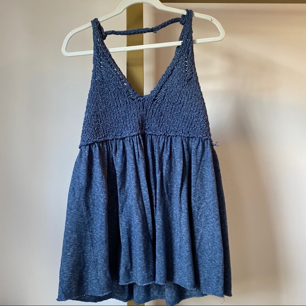 Free people sweatered tank in dark blue